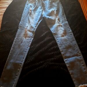 Distressed Blue Jeans